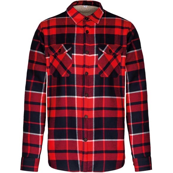 Sherpa-lined checked shirt jacket